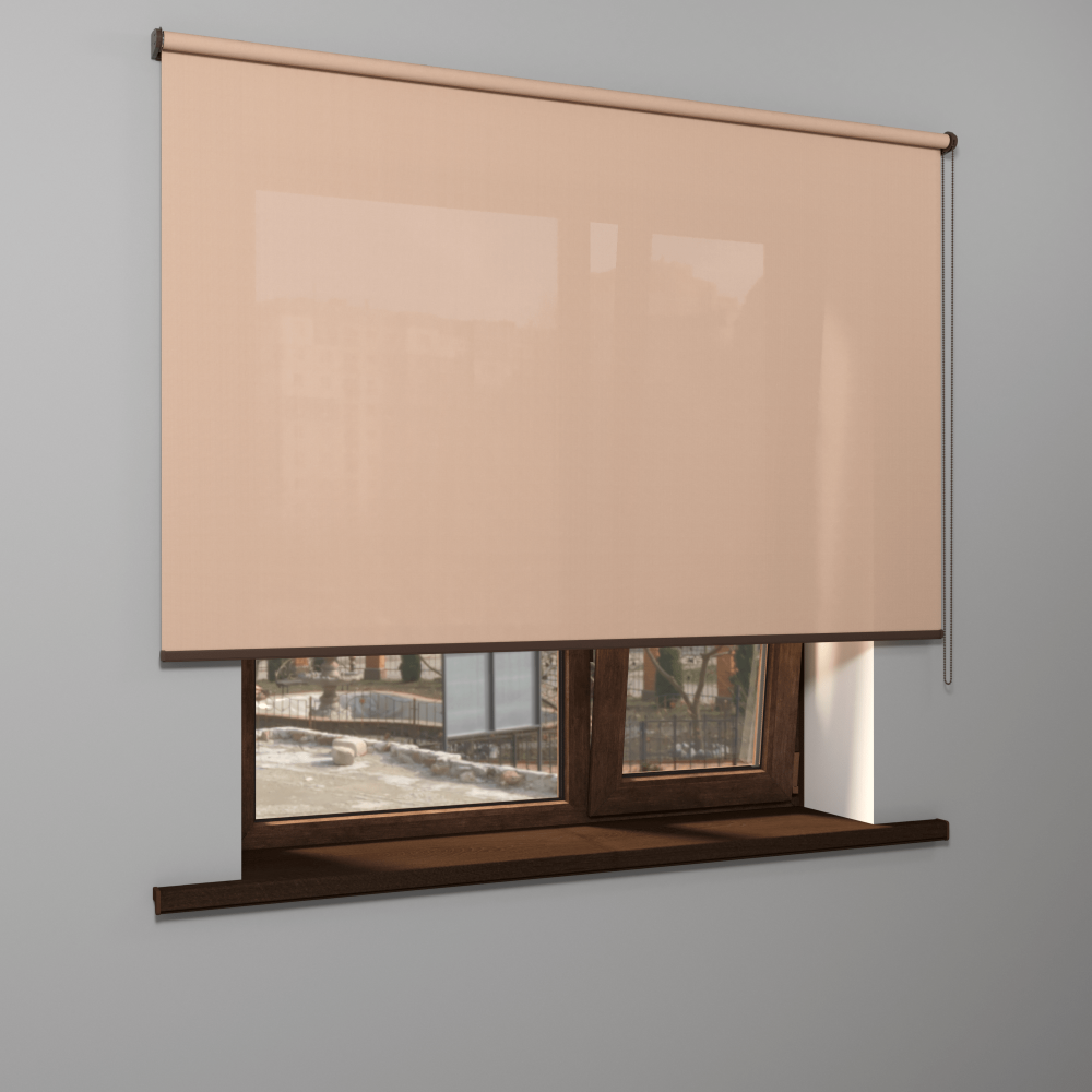 Рулонная штора «MGS» фурнитура Коричневая. Ткань коллекции «Скрин Витара» Бежевый