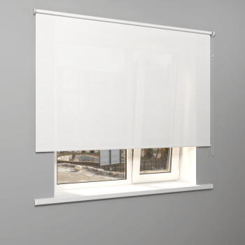 Рулонная штора «Стандарт» фурнитура Белая. Ткань коллекции «Сократэс» Белый