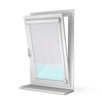 Рулонная штора «UNI 1» фурнитура Белая. Ткань коллекции «Квадро» Жемчуг (компл. Besta)