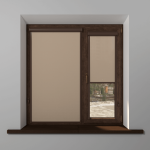 Рулонная штора «UNI 2» фурнитура Коричневая. Ткань коллекции «Плэин» Бежевый