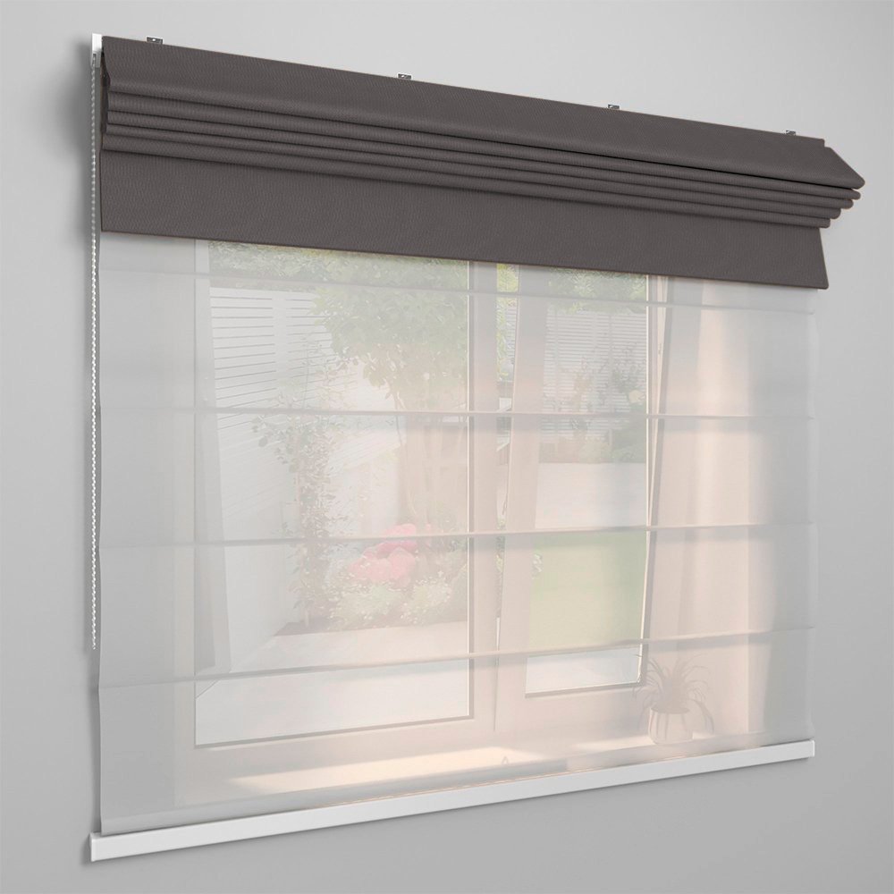 Римская штора «День-ночь» индивидуальный размер ткань «Монро» Dim-out Темный графит