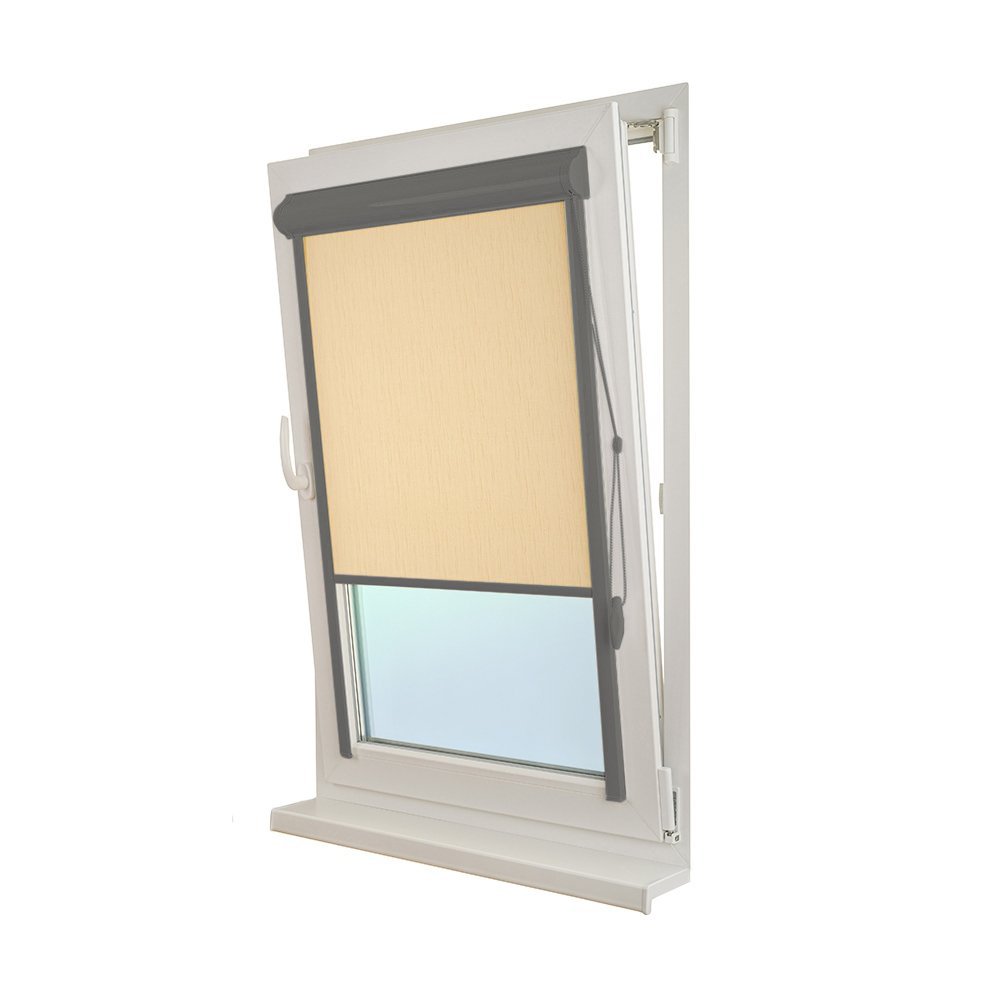 Рулонная штора «UNI 2» фурнитура Темно-серая. Ткань коллекции «Лазурь» Бежевый