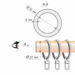 Кольцо 25 круглое с крючком упак. 10 шт (БЗ)