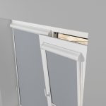 Рулонная штора «UNI 2» фурнитура Белая. Ткань коллекции «Аканта» Silver Blackout Серая