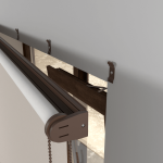 Рулонная штора «MGS» фурнитура Коричневая. Ткань коллекции «Лен» Blackout Темно-бежевый