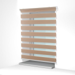 Рулонная штора «MGS День-Ночь» фурнитура Белая. Ткань коллекции «Соло» Капучино