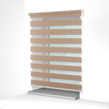 Рулонная штора «MGS День-Ночь» фурнитура Белая. Ткань коллекции «Соло» Капучино (компл. Besta)