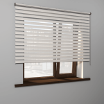 Рулонная штора «MGS День-Ночь» фурнитура Коричневая. Ткань коллекции «Саванна» Жемчуг