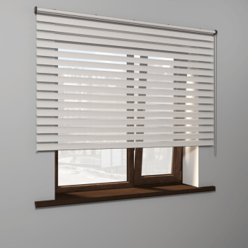 Рулонная штора «MGS День-Ночь» фурнитура Коричневая. Ткань коллекции «Саванна» Жемчуг