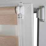 Рулонная штора «Мини День-Ночь» фурнитура Белая. Ткань коллекции «Саванна» Шампань (компл. Besta)