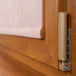 Рулонная штора «Мини» фурнитура Золотой дуб. Ткань коллекции «Арабеска» Розовый