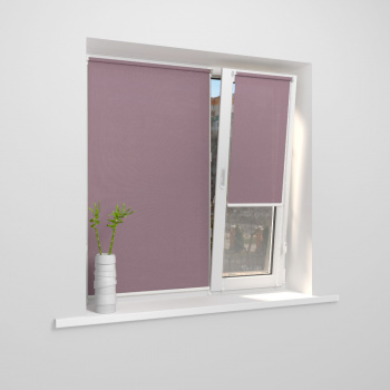 Рулонная штора «Мини» фурнитура Белая. Ткань коллекции «Плэин» Лиловый (Компл. Besta)