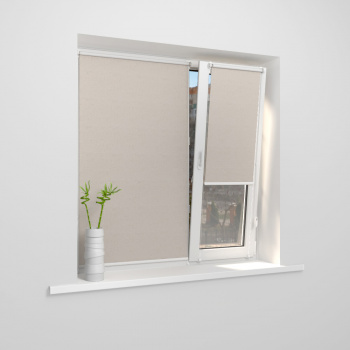 Рулонная штора «Мини» фурнитура Белая. Ткань коллекции «Лен» BO Темно-бежевый (компл. Besta)