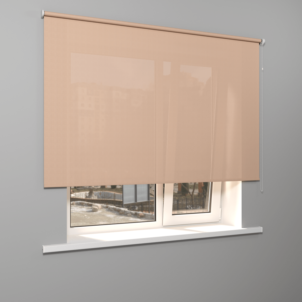Рулонная штора «Стандарт» фурнитура Белая. Ткань коллекции «Скрин Витара» Бежевый