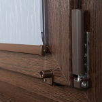 Рулонная штора «Мини» фурнитура Коричневая. Ткань коллекции «Лазурь» Голубой