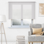 Рулонная штора «Toledo» ø28 фурнитура Белая. Ткань коллекции «Скрин Виши» Бело-серый