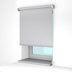 Рулонная штора «Стандарт» фурнитура Белая. Ткань коллекции «Аканта» Silver Blackout Белая