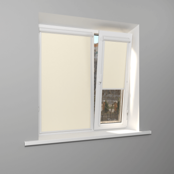 Рулонная штора «UNI 2» фурнитура Белая. Ткань коллекции «Аканта» Silver Blackout Шампань 