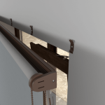 Рулонная штора «MGS» фурнитура Коричневая. Ткань коллекции «Плэин» Silver Blackout Серый