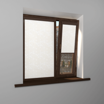 Рулонная штора «UNI 2» фурнитура Коричневая. Ткань коллекции «Фрассино» Жемчуг (компл. Bestа)