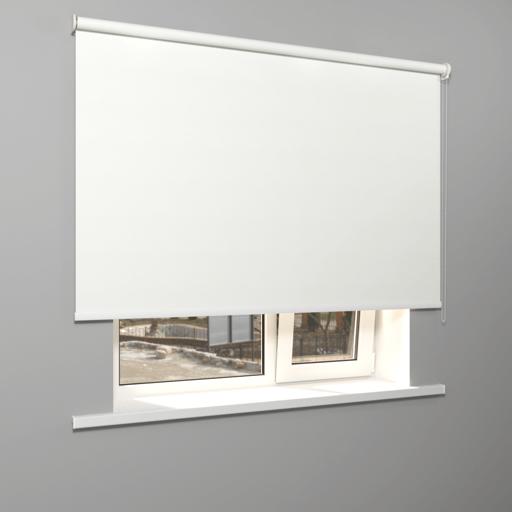 Рулонная штора «Moncada» ø38 фурнитура Белая. Ткань коллекции «Санторини» Белая