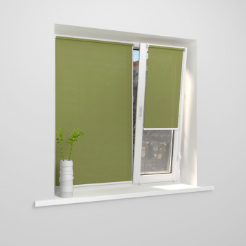 Рулонная штора «Мини» фурнитура Белая. Ткань коллекции «Плэин» Фисташковый (компл. Besta)
