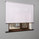 Рулонная штора «MGS» фурнитура Коричневая. Ткань коллекции «Родонит» Белый