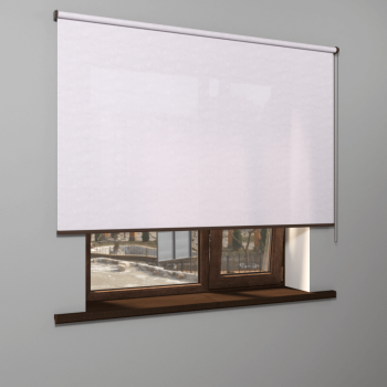 Рулонная штора «MGS» фурнитура Коричневая. Ткань коллекции «Родонит» Белый