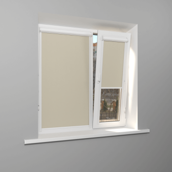 Рулонная штора «UNI 1» фурнитура Белая. Ткань коллекции «Плэин» Silver BO Айвори (компл. Besta)