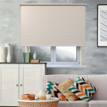 Рулонная штора «Toledo» ø28 фурнитура Белая. Ткань коллекции «Квадро» Бисквит