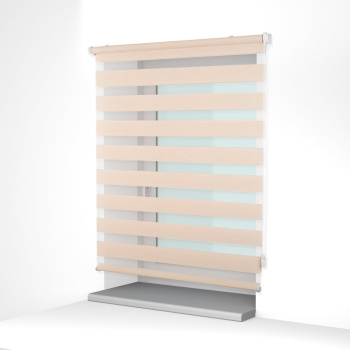 Рулонная штора «MGS День-Ночь» фурнитура Белая. Ткань коллекции «Соло» Лен