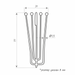 Крючок для штор 4 рожка 77 мм (Металл)
