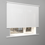 Рулонная штора «Moncada» ø38 фурнитура Белая. Ткань коллекции «Квадро» Жемчуг