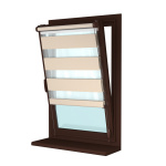 Рулонная штора «Мини День-Ночь» фурнитура Коричневая. Ткань коллекции «Соло» Шампань