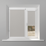 Рулонная штора «UNI 1» фурнитура Белая. Ткань коллекции «Плэин» Светло-серый