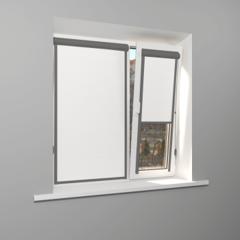 Рулонная штора «UNI 2» фурнитура Темно-серая. Ткань коллекции «Сократэс» Белый (компл. Bestа)