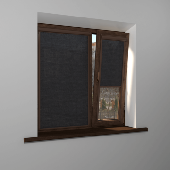 Рулонная штора «UNI 2» фурнитура Коричневая. Ткань коллекции «Тэсиро» Темно-серый (компл. Bestа)