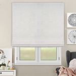 Римская штора белый подъемный механизм «Лен» Молочно-кремовый