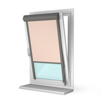 Рулонная штора «UNI 2» фурнитура Темно-серая. Ткань коллекции «Пастель» Персик (компл. Bestа)