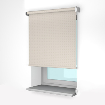 Рулонная штора «Стандарт» фурнитура Белая. Ткань коллекции «Квадро» Шампань (компл. Россия)