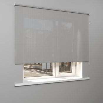 Рулонная штора «Стандарт» фурнитура Белая. Ткань коллекции «Скрин Витара» Серый