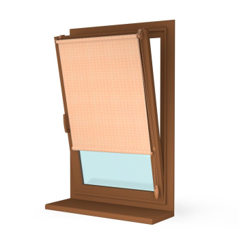 Рулонная штора «Мини» фурнитура Золотой дуб. Ткань коллекции «Квадро» Бисквит (компл. Besta)