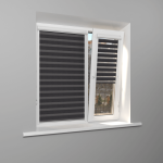 Рулонная штора «UNI 1 День-Ночь» фурнитура Белая. Ткань коллекции «Саванна» Черный