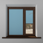 Рулонная штора «UNI 2» фурнитура Коричневая. Ткань коллекции «Плэин» Небесный