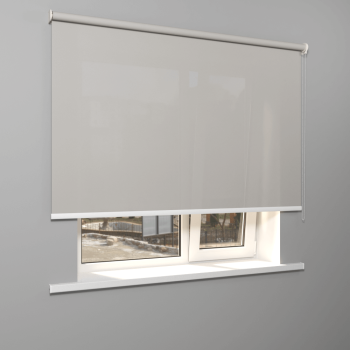 Рулонная штора «Moncada» ø38 фурнитура Белая. Ткань коллекции «Плэин» Светло-серый