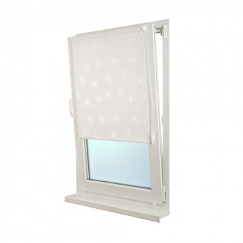 Рулонная штора «Мини» фурнитура Белая. Ткань коллекции «Одуванчик» Белый (компл. Besta)