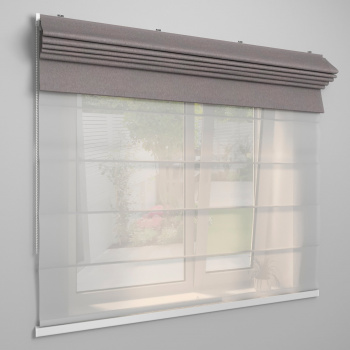 Римская штора «День-ночь» белый подъем. мех. «Lino» Серый («Твинс One Touch» L=100 см H=170 см)