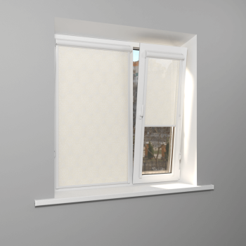 Рулонная штора «UNI 2» фурнитура Белая. Ткань коллекции «Пандора» Жемчуг