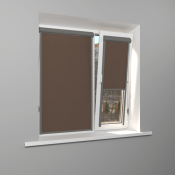 Рулонная штора «UNI 2» фурнитура Темно-серая. Ткань коллекции «Плэин» Silver BO Какао (компл. Bestа)