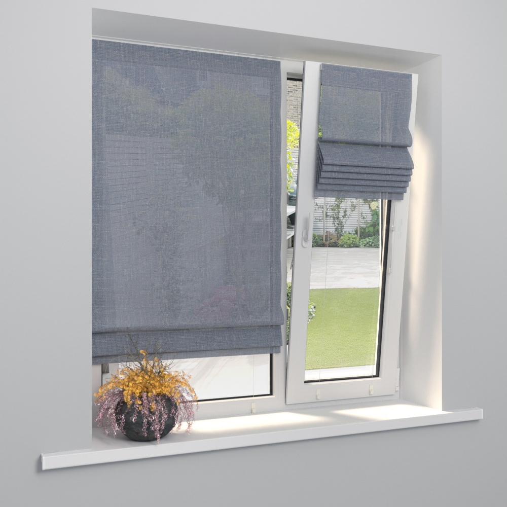 Римская штора «Тулон» индивидуальный размер «Лен» Серо-синий